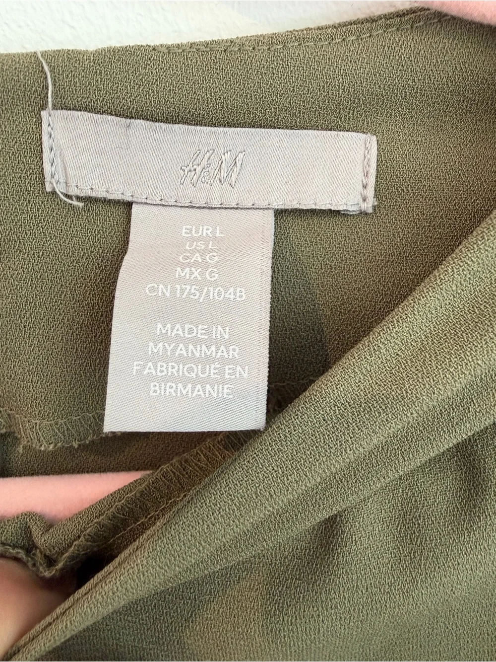 H&M Olive Draped Long-Sleeve Mini Dress - Picture 3 of 3